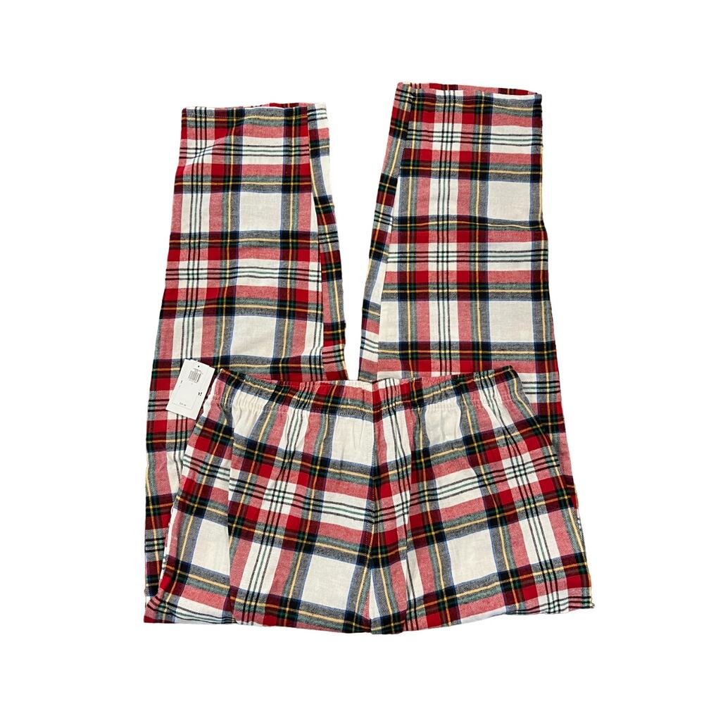 NWT Old Navy White Plaid Tartan Flannel Christmas Lounge Pajama Pants - Picture 2 of 12